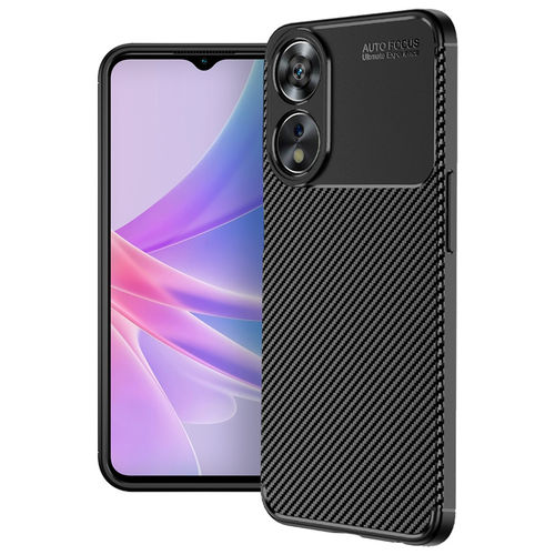 Flexi Slim Carbon Fibre Case for Oppo A78 5G - Black (Pattern)