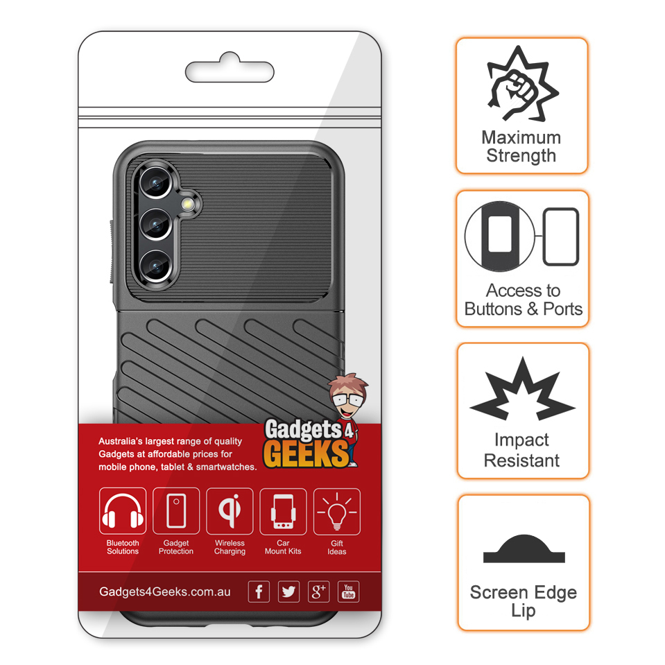 Flexi Thunder Tough Shockproof Case for Samsung Galaxy A14 5G / 4G - Black (Texture)