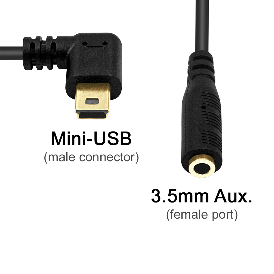Mini-USB to 3.5mm Aux (Female) Audio Jack Adapter Cable (17.5cm)