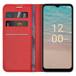 Leather Wallet Case & Card Holder Pouch for Nokia G22 - Red