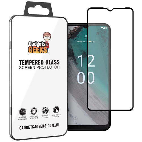 Full Coverage Tempered Glass Screen Protector for Nokia C32 - Black