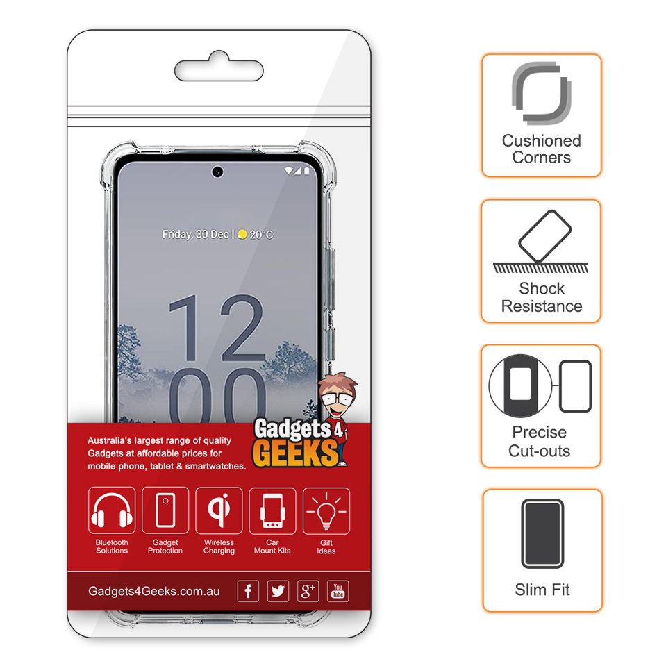 Flexi Gel Shockproof Case for Nokia C32 - Clear (Gloss Grip)