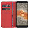 Leather Wallet Case & Card Holder Pouch for Nokia C02 - Red