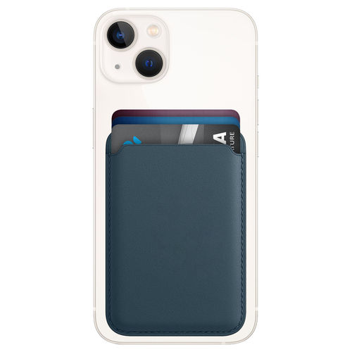 MagSafe Leather Wallet Case (Card Holder Pouch) for Apple iPhone 16 / 15 / 14 / 13 - Blue