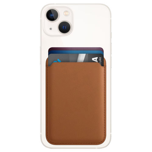 MagSafe Leather Wallet Case (Card Holder Pouch) for Apple iPhone 16 / 15 / 14 / 13 - Brown