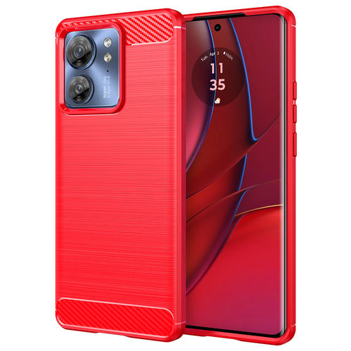 Flexi Slim Carbon Fibre Case for Motorola Edge 40 - Brushed Red