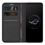 Leather Wallet Case & Card Holder Pouch for Asus ROG Phone 7 - Black