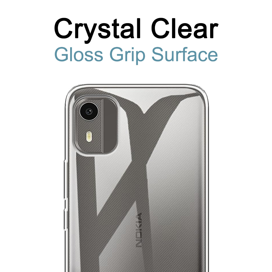 Flexi Slim Gel Case for Nokia C12 - Clear (Gloss Grip)