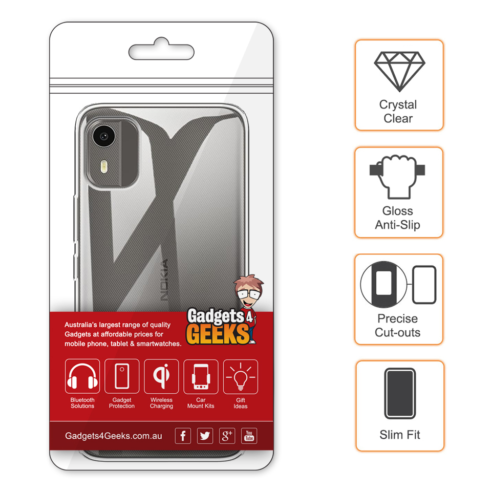 Flexi Slim Gel Case for Nokia C12 - Clear (Gloss Grip)