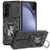 Slim Armour Shockproof Case / Slide Cover / Ring Stand for Samsung Galaxy Z Fold5 - Black