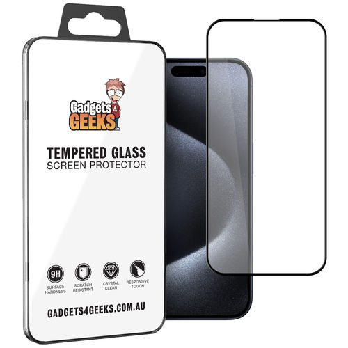 Full Coverage Tempered Glass Screen Protector for Apple iPhone 15 Pro - Black