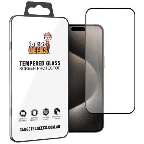 Full Coverage Tempered Glass Screen Protector for Apple iPhone 15 Pro Max - Black