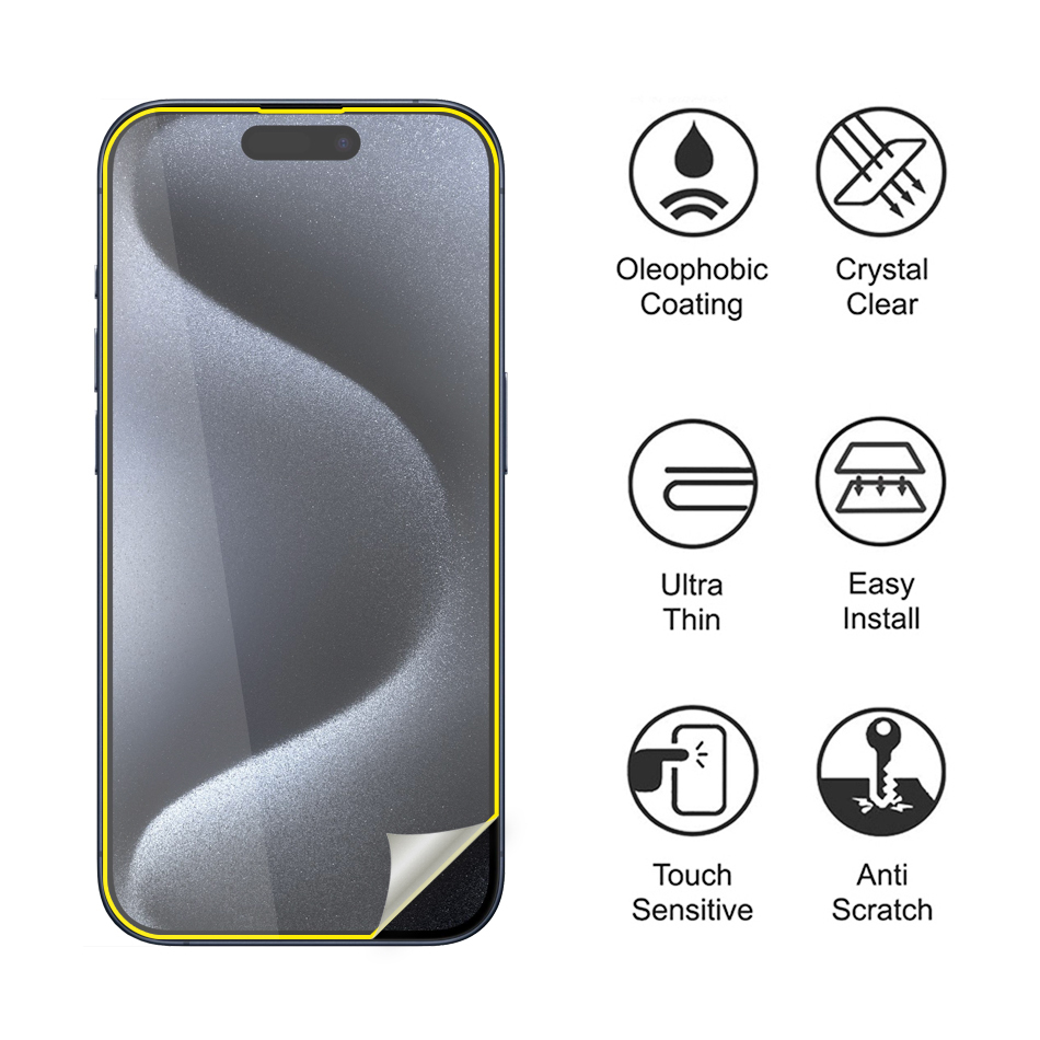 (2-Pack) Hydrogel TPU Film Screen Protector for Apple iPhone 15 Pro