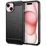 Flexi Slim Carbon Fibre Case for Apple iPhone 15 - Brushed Black