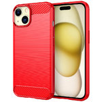 Flexi Slim Carbon Fibre Case for Apple iPhone 15 Plus - Brushed Red