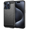 Flexi Slim Carbon Fibre Case for Apple iPhone 15 Pro - Brushed Black