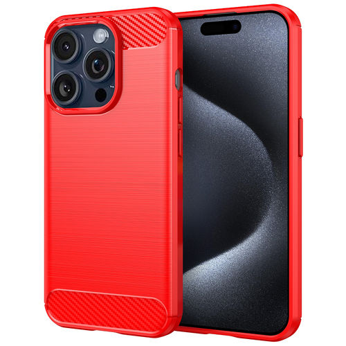 Flexi Slim Carbon Fibre Case for Apple iPhone 15 Pro - Brushed Red