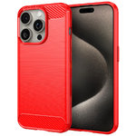 Flexi Slim Carbon Fibre Case for Apple iPhone 15 Pro Max - Brushed Red