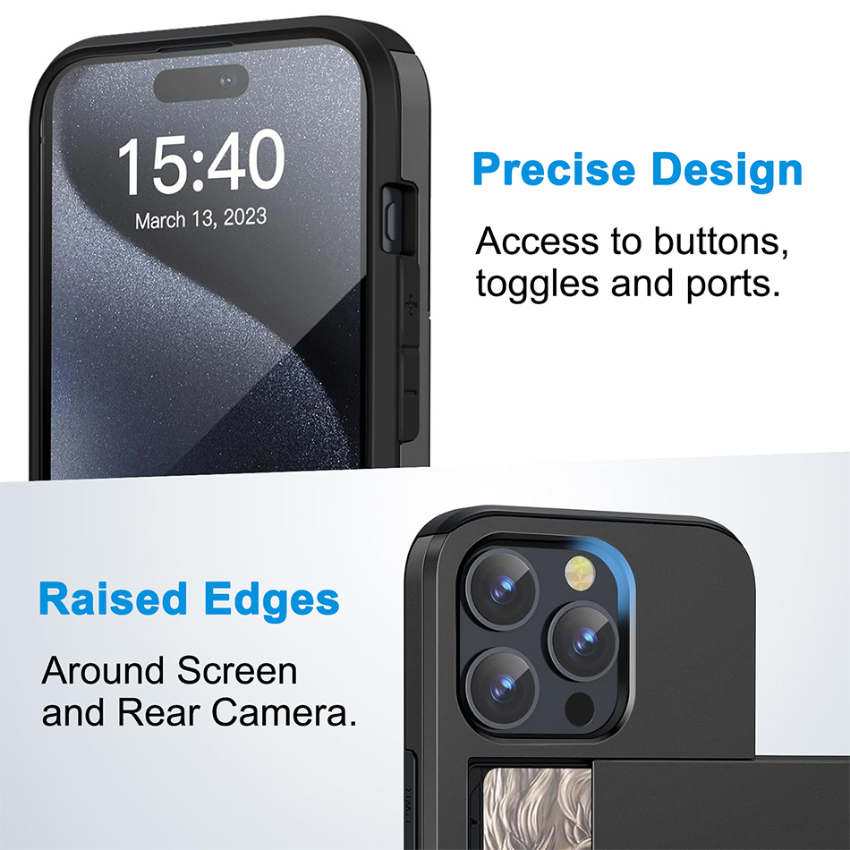 Tough Armour Slide Case & Card Holder for Apple iPhone 15 Pro - Black