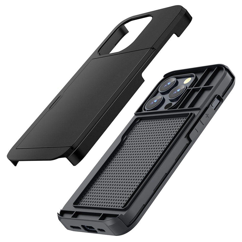 Tough Armour Slide Case & Card Holder for Apple iPhone 15 Pro - Black