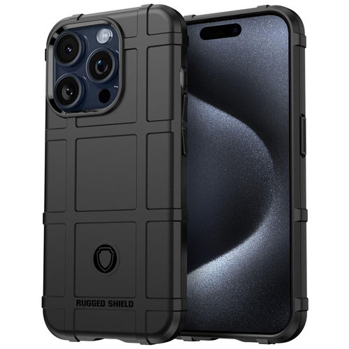 Anti-Shock Grid Texture Shockproof Case for Apple iPhone 15 Pro - Black