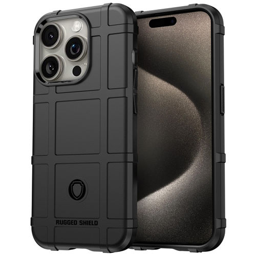 Anti-Shock Grid Texture Shockproof Case for Apple iPhone 15 Pro Max - Black