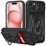 Heavy Duty Shockproof Slide Case / Card Holder / Camera Cover for Apple iPhone 15