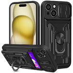 Heavy Duty Slide Case / Card Slot Holder / Camera Cover for Apple iPhone 15 Plus