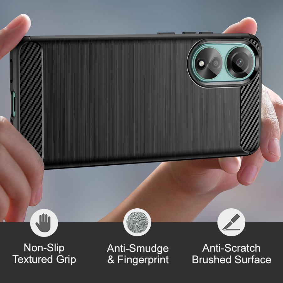 Flexi Slim Carbon Fibre Case for Oppo A78 4G (Black)