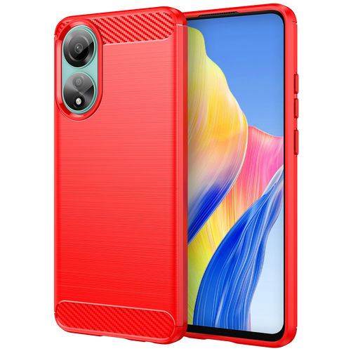 Flexi Slim Carbon Fibre Case for Oppo A78 4G - Brushed Red