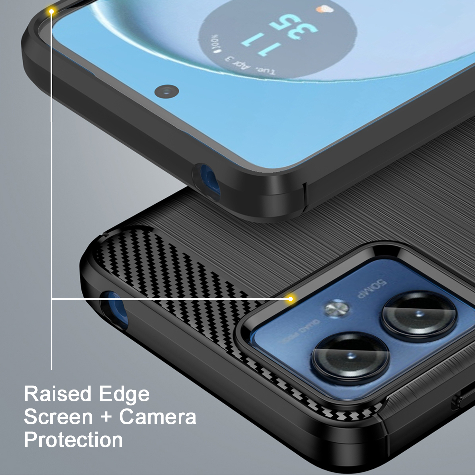 Flexi Slim Carbon Fibre Case for Motorola Moto G14 - Brushed Black