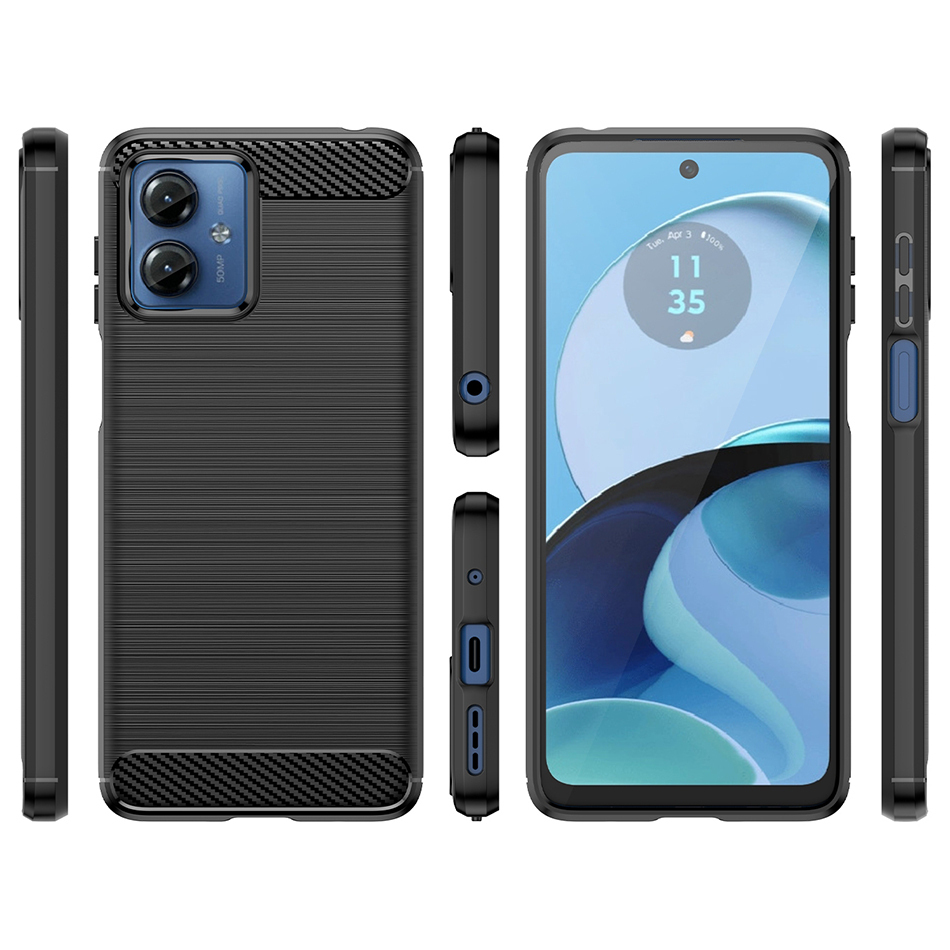 Flexi Slim Carbon Fibre Case for Motorola Moto G14 - Brushed Black