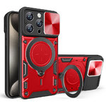 Slim Armour Tough Case / Finger Ring Stand / Magnetic Holder for Apple iPhone 15 Pro Max - Red