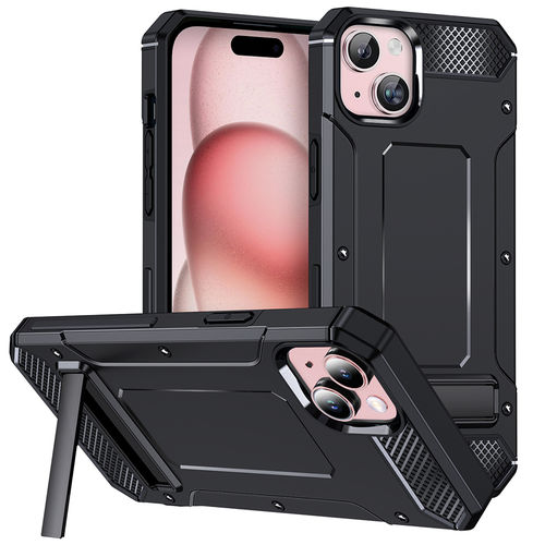 Military Defender Tough Shockproof Case for Apple iPhone 15 - Black