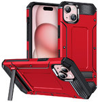 Military Defender Tough Shockproof Case for Apple iPhone 15 - Red