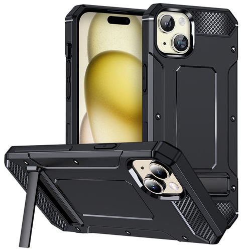 Military Defender Tough Shockproof Case for Apple iPhone 15 Plus - Black