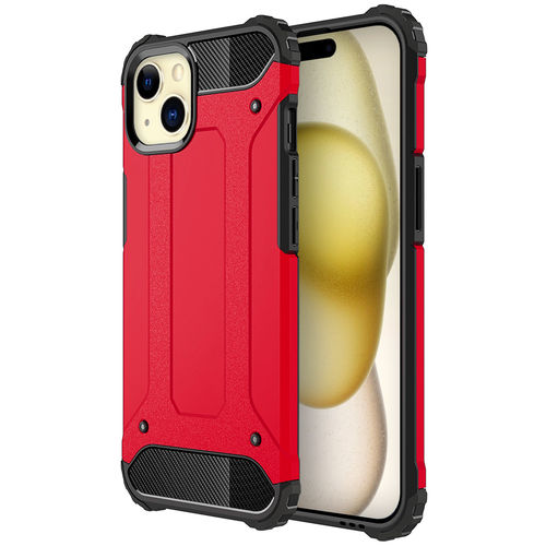 Military Defender Tough Shockproof Case for Apple iPhone 15 Plus - Red