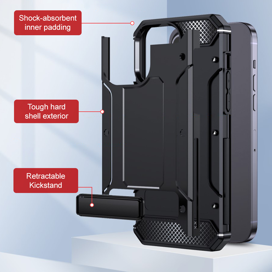 Military Defender Tough Shockproof Case for Apple iPhone 15 Pro - Black