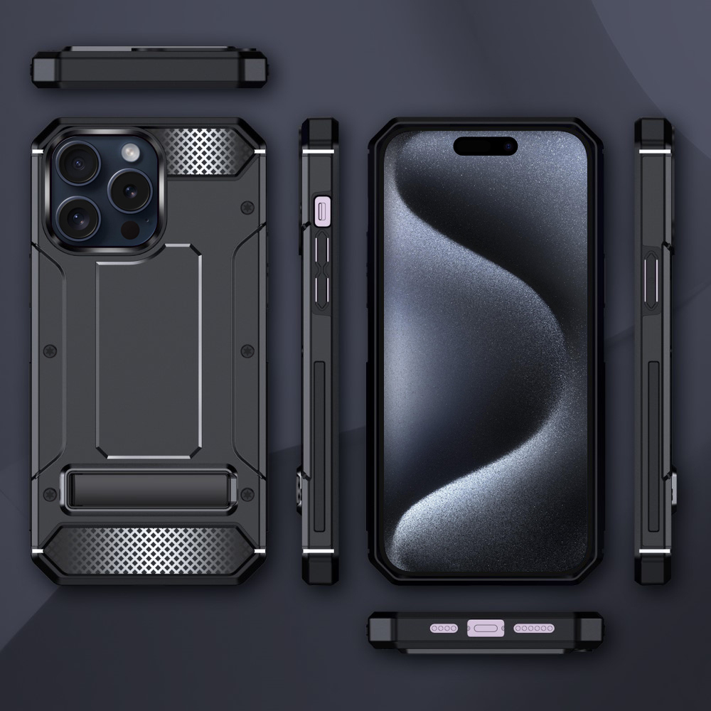 Military Defender Tough Shockproof Case for Apple iPhone 15 Pro - Black