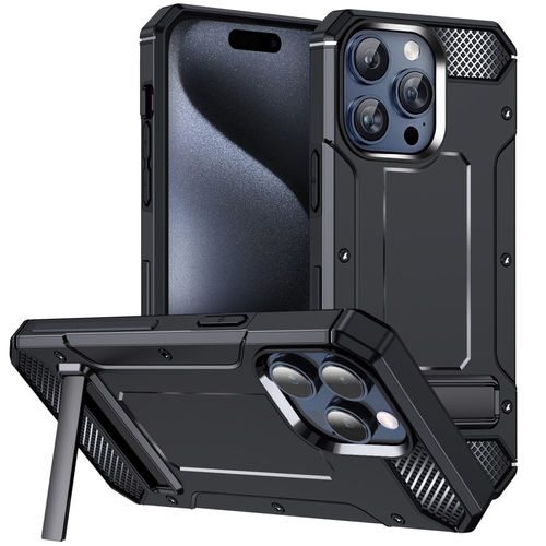 Military Defender Tough Shockproof Case for Apple iPhone 15 Pro - Black