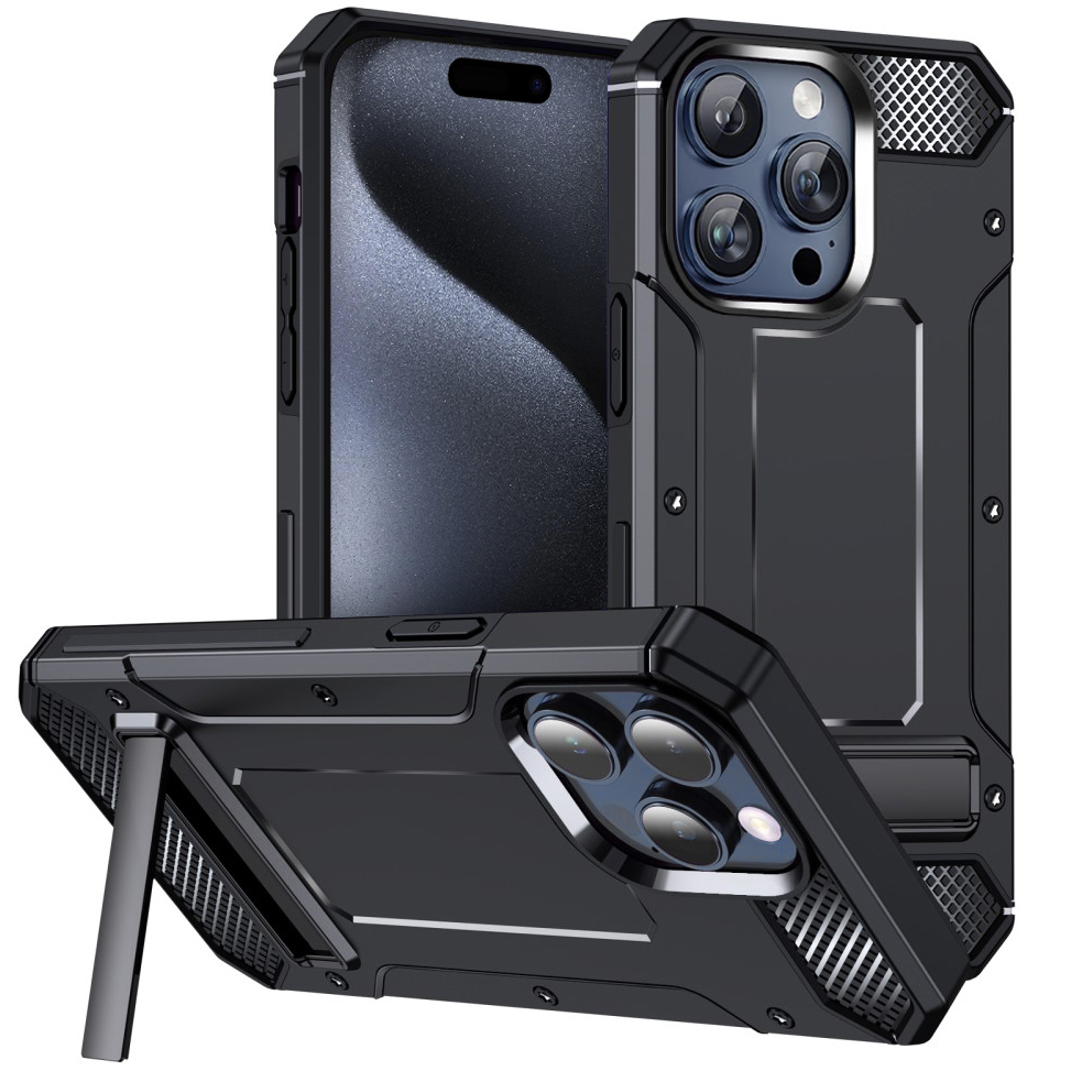 Military Defender Tough Shockproof Case for Apple iPhone 15 Pro - Black