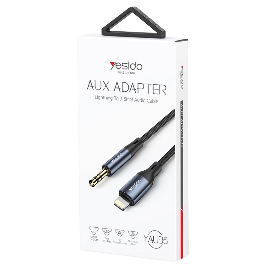 Yesido Lightning to 3.5mm Aux Jack (Male) Audio Adapter Cable (1m) for Apple iPhone / iPad