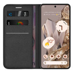 Leather Wallet Case & Card Holder Pouch for Google Pixel 8 Pro - Black