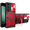 Slim Armour Shockproof Case / Slide Camera / Finger Ring Holder for Samsung Galaxy S23 FE - Red