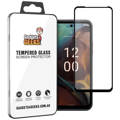 Full Coverage Tempered Glass Screen Protector for Nokia XR21 - Black