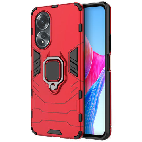 Slim Armour Tough Shockproof Case / Ring Holder for Oppo A58 4G - Red