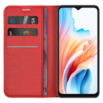 Leather Wallet Case & Card Holder Pouch for Oppo A18 / A38 4G - Red
