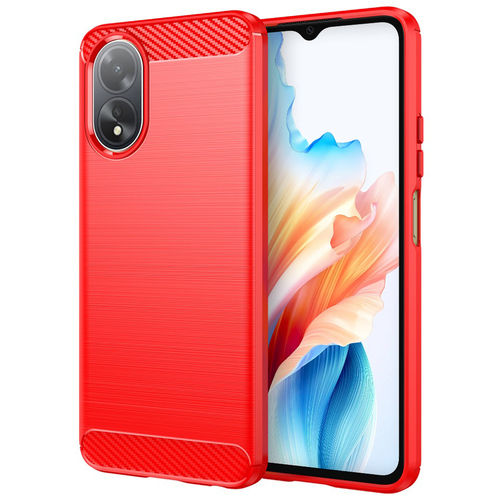 Flexi Slim Carbon Fibre Case for Oppo A38 4G - Brushed Red