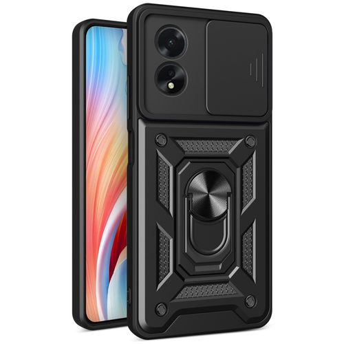 Heavy Duty Shockproof Case / Slide Camera Cover for Oppo A18 / A38 4G - Black