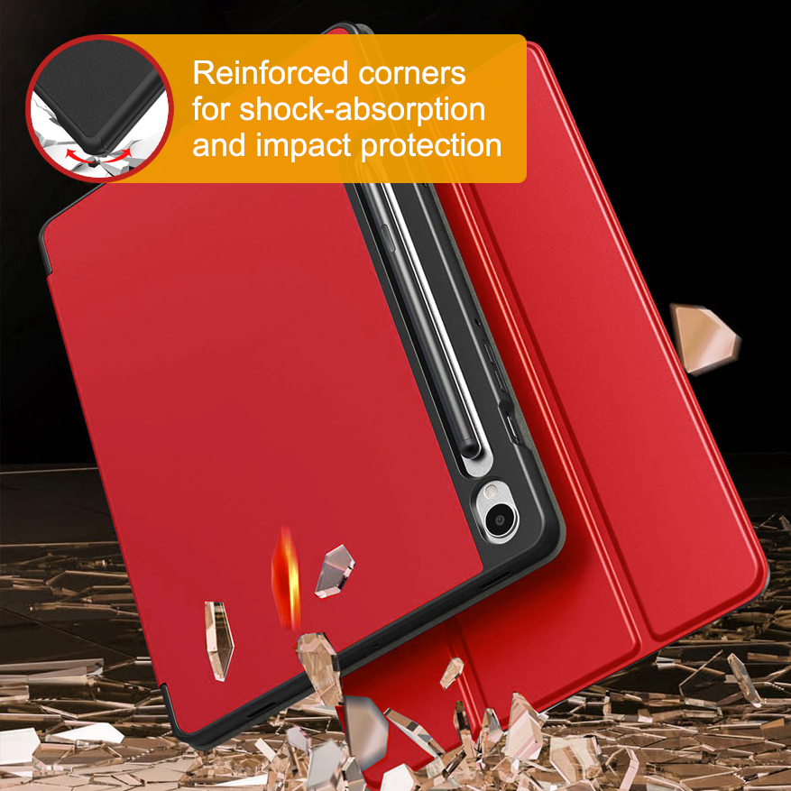 Trifold (Sleep/Wake) Smart Case & Stand for Samsung Galaxy Tab S9 FE / S10 FE - Red